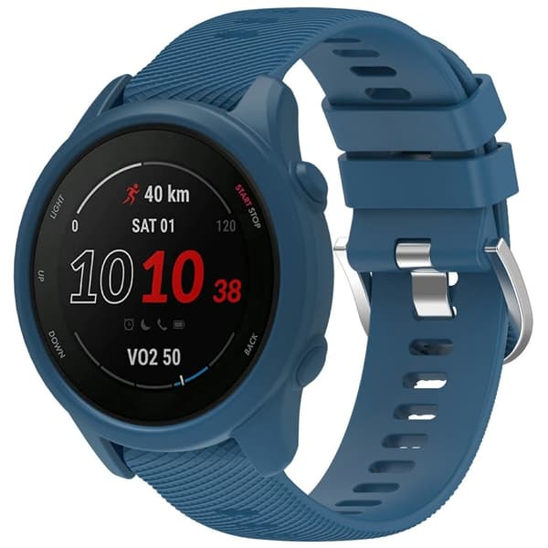 Garmin Forerunner 255 / Forerunner 265 Silikonarmband med korsad textur och klockfodral - Marinblå Blå