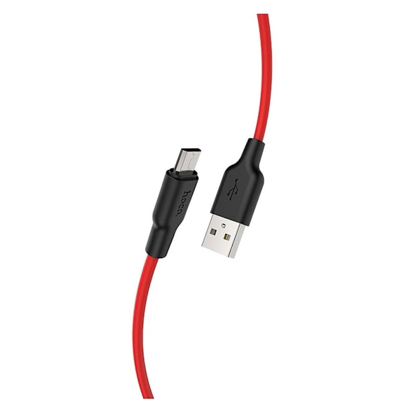 HOCO X21 Plus Silikoneopladerkabel til Micro - Sort & Rød Red