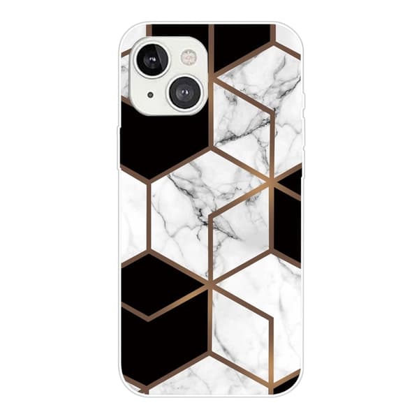 Marmordesign iPhone 14 Plus deksel - Marmorkube I Svart Og Hvit White