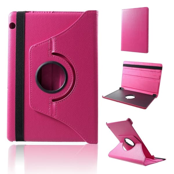 Huawei MediaPad T5 litchi læder flip etui - Rose Pink