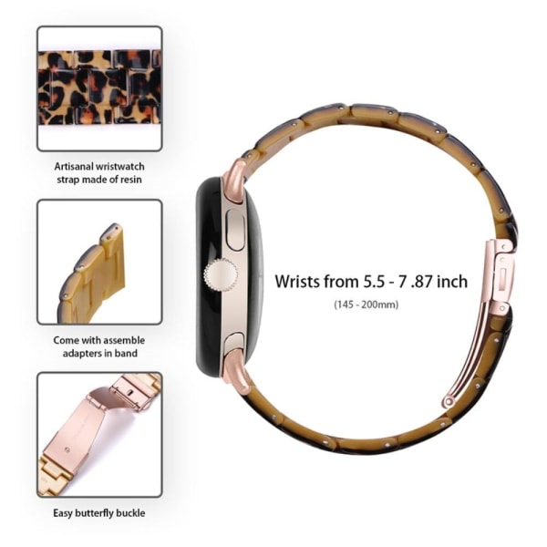 Google Pixel Watch light resin style watch strap - Leopard Brun