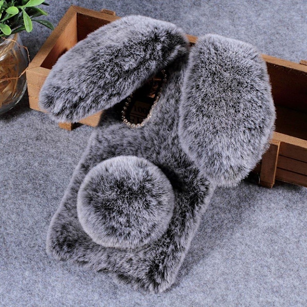 Fluffy Rabbit Huawei P30 skal - Silver/Grå Silvergrå