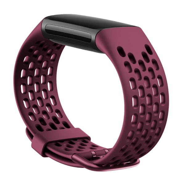 Fitbit Charge 5 urrem i silikone med huller - Rødvin Red
