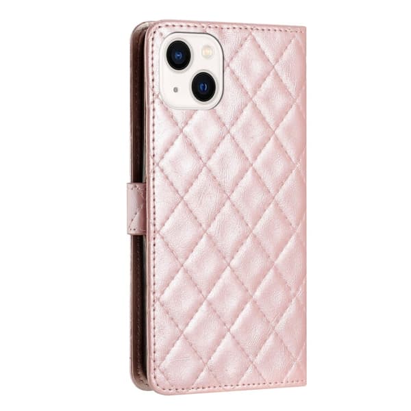 Funktionellt iPhone 14 Plus fodral med rombmönster - Rosa Rosa
