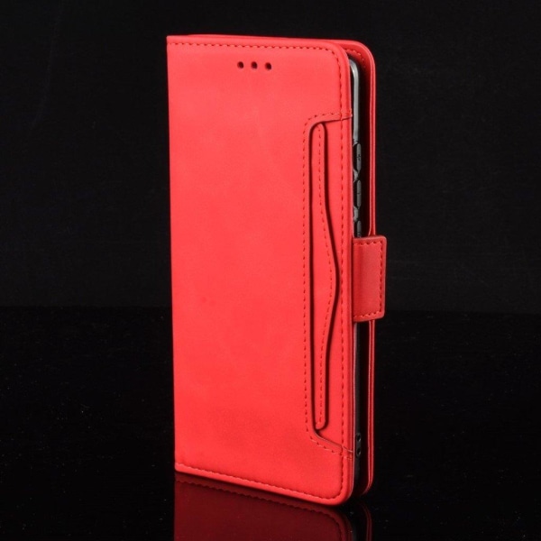 Stilfuldt Læder Etui med Pung til Alcatel 3x (2020) - Rød Red
