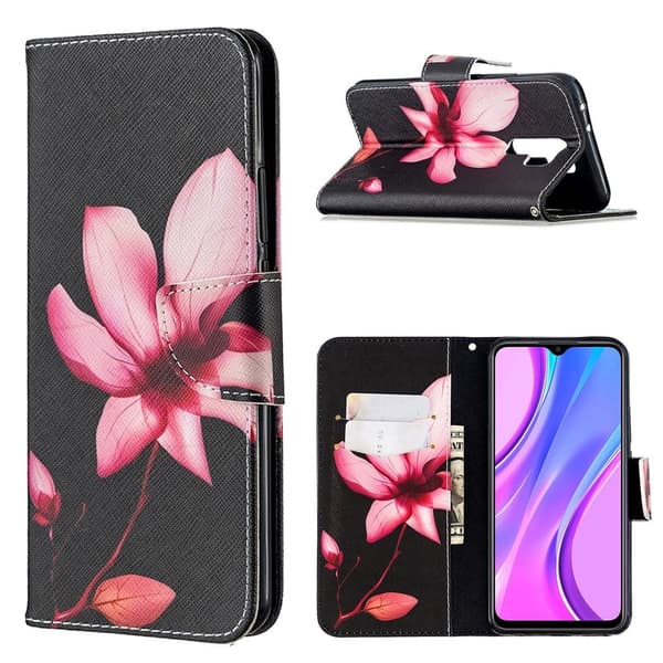 Wonderland Xiaomi Redmi 9 Flippetui - Livlig Blomst Black