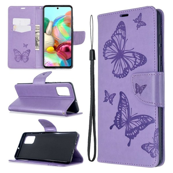 Butterfly Samsung Galaxy A71 etui – Lilla Purple