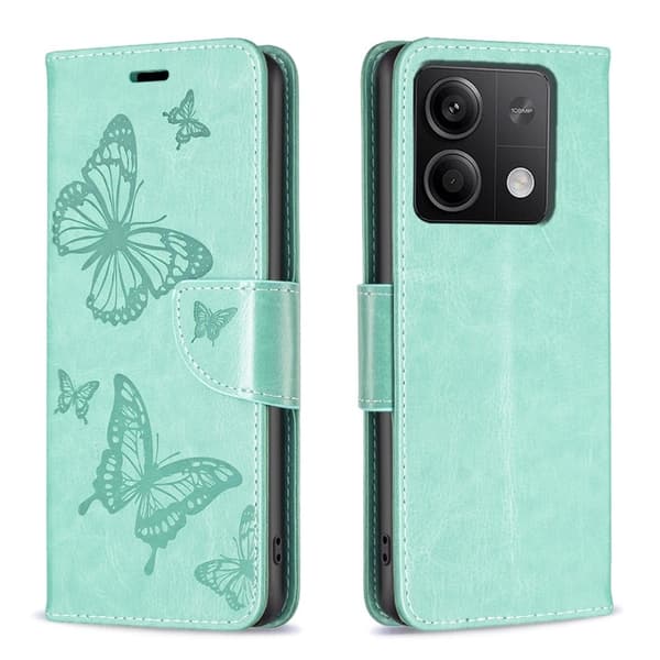 Butterfly Xiaomi Redmi Note 13 4G Læderetui - Grøn Green