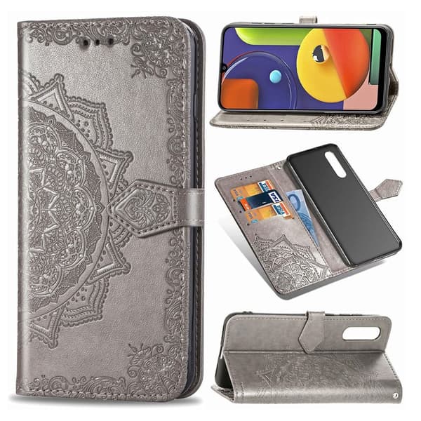 Mandala Samsung Galaxy A50 etui - Grå Silver grey