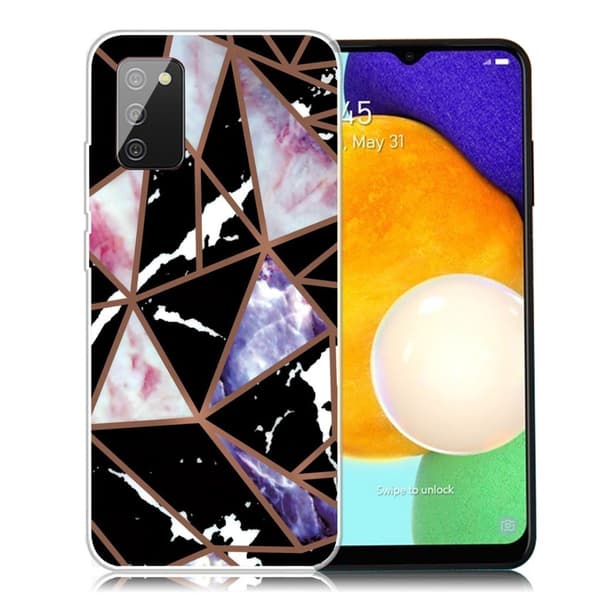 Marmordesign Samsung Galaxy A03s deksel - Svart / Rose / Blå Multicolor