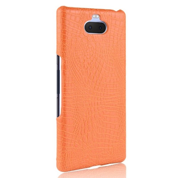 Läder Sony Xperia 10 fodral med krokodiltextur - Orange Orange