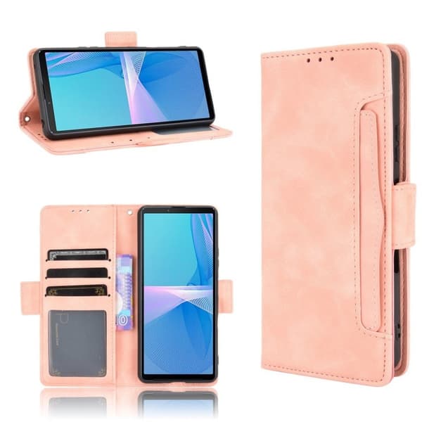 Modern-styled Lær Lommebok Etui til Sony Xperia 10 III - Rosa Pink
