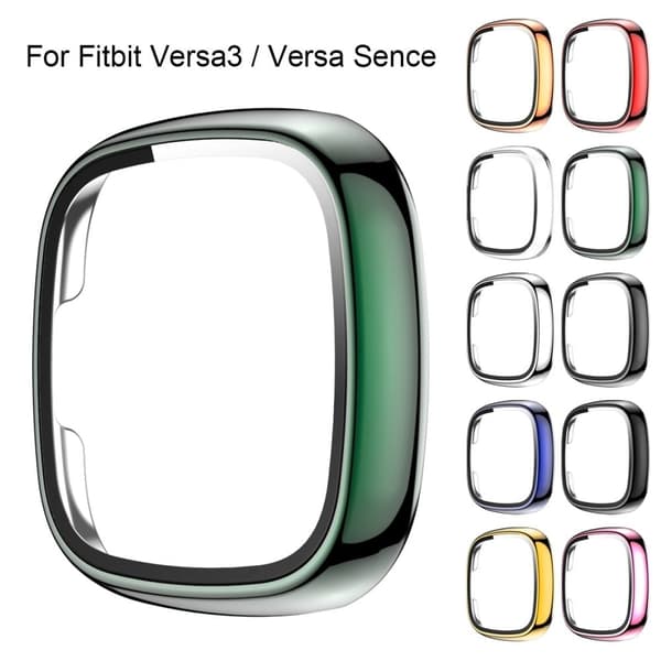 Fitbit Sense / Versa 3 galvaniseringscover med hærdet glas - Grøn Green