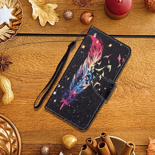 Wonderland Samsung Galaxy S22 Ultra Flip Etui - Fjer Multicolor
