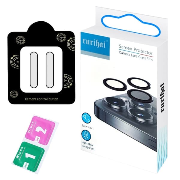 RURIHAI 2-pack Sticker för kamerakontrollknapp iPhone 16 Pro Max / 16 Pro / 16 Plus / 16 Glas Kameraknappskydd - Vit Vit