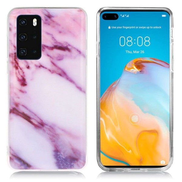 Marble Huawei P40 Cover - Rose / lilla nuancemarmor Pink