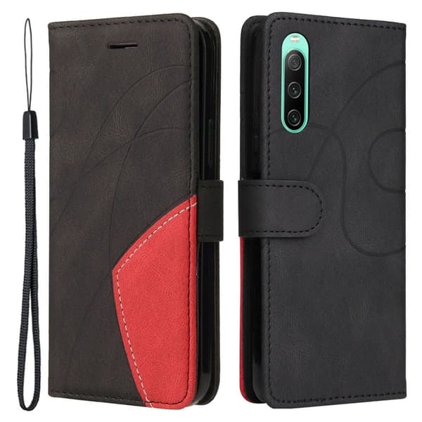 BINFEN tofarget læretui for Sony Xperia 10 IV - Svart Black