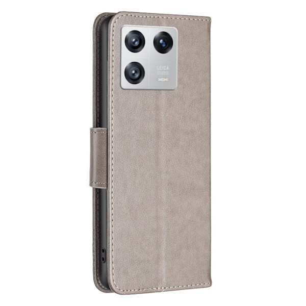 Butterfly läder Xiaomi 13 fodral - Silver/Grå Silvergrå