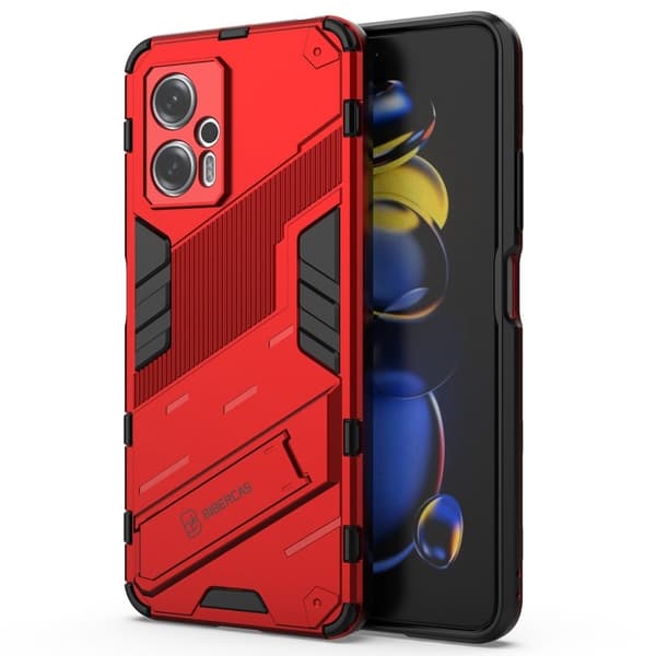 Shockproof Hybrid Deksel med A Modern Touch til Xiaomi Poco X4 Gt / Note 11t Pro / 11t Pro Plus - Rød Red