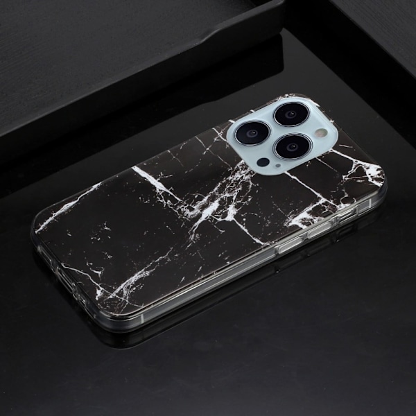 Marble design iPhone 14 Pro cover - Sort Marmor Black
