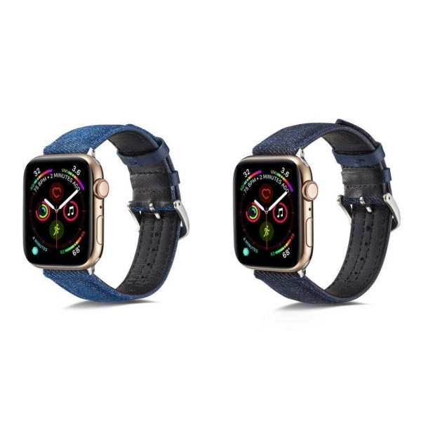 Apple Watch Series 5 40 mm klockarmband med bekväm jeansstruktur - Mörkblå Blå