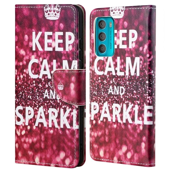 Wonderland Motorola Moto G42 Flip Etui - Keep Calm og Sparkle Red