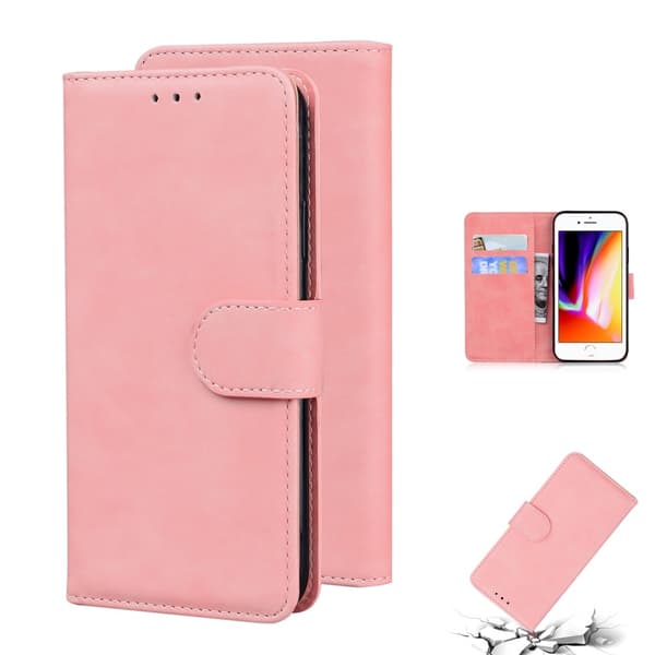 Læder Wallet Stand Phone Case til iPhone 7/8/SE (2020)/SE (2022) - Lyserød Pink