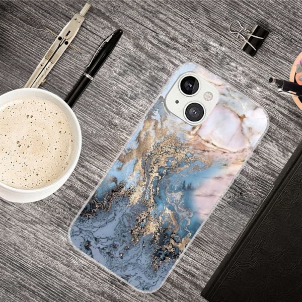 Marble design iPhone 14 kotelot - Sinertävän Kultainen Marmori Multicolor