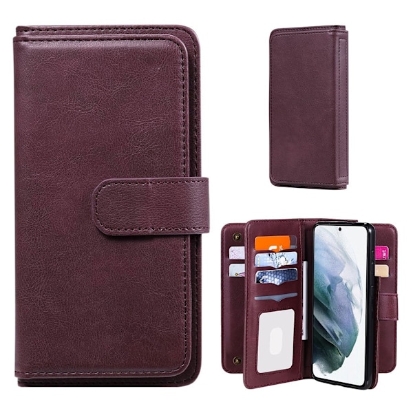 10-slot Pung Etui til Samsung Galaxy S21 Plus - Rødvin Red