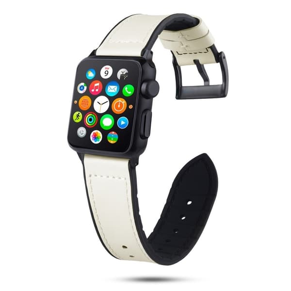 Apple Watch Series 4 44mm klockarmband i äkta läder - Vit Vit