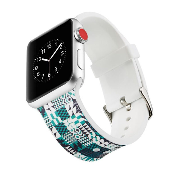 Apple Watch Serie 4 44mm silikoneurrem - Geometrisk mønster Multicolor