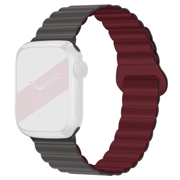Apple Watch (41 mm) klockarmband med magnetiskt lås i silikon - Grå / Vinröd Silvergrå