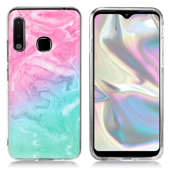 Marmormotiv Samsung Galaxy A70e skal - Rosa / Cyan Marmor multifärg