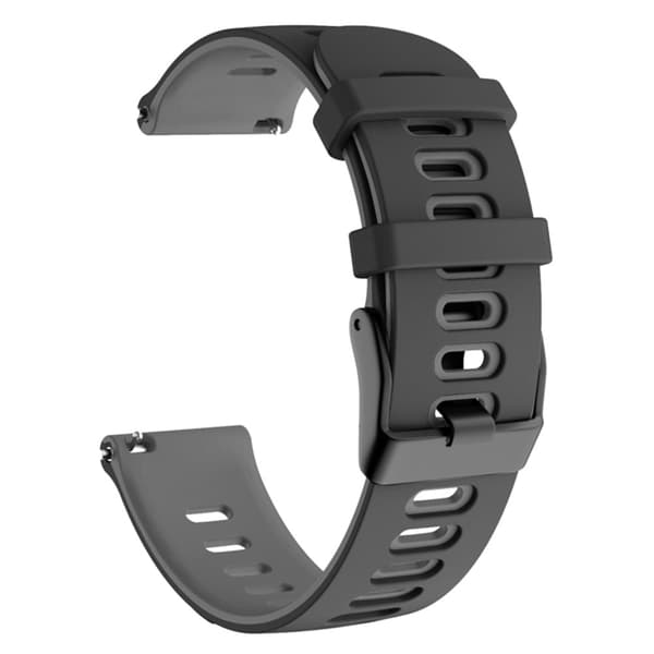 20mm Universal kaksivärinen silikoni ranneke - Musta / Harmaa Black
