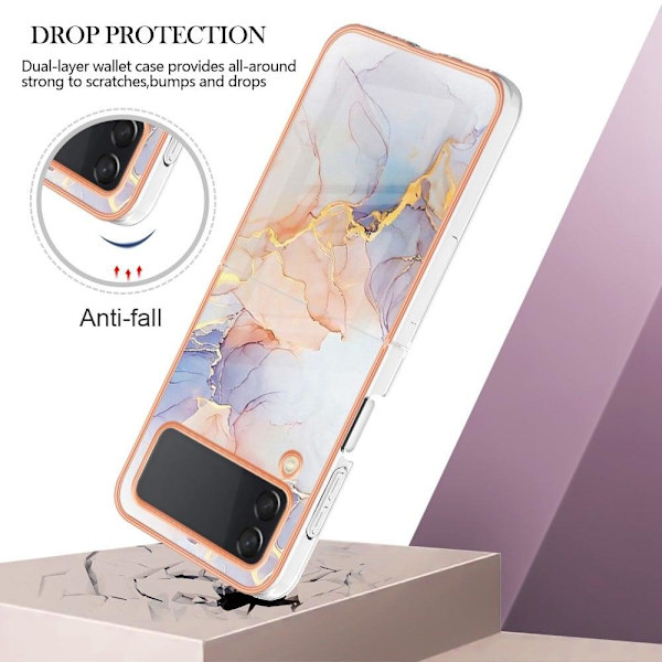 Marmormotiv Samsung Galaxy Z Flip4 skal - Milky Way Marmor Vit multifärg
