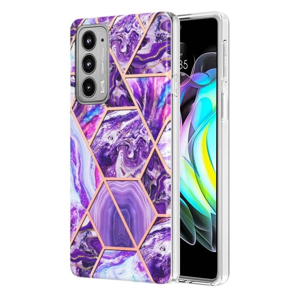 Marble Motorola Edge 20 Etui - Mørkelilla Purple