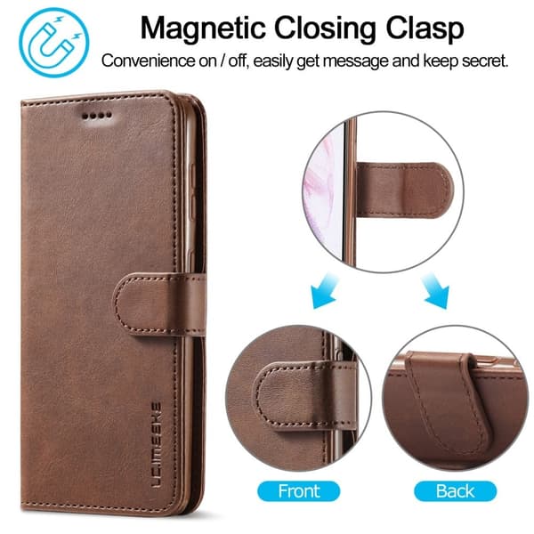 LC.Imeeke Samsung Galaxy S22 Plus Flip Etui - Mørkebrun Brown
