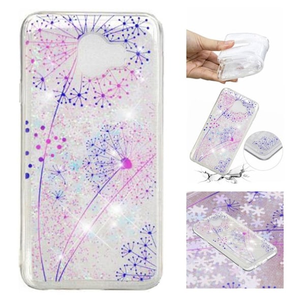 Samsung Galaxy J4 (2018) flytande glitter skal med tryckt mönster - Maskrosor multifärg