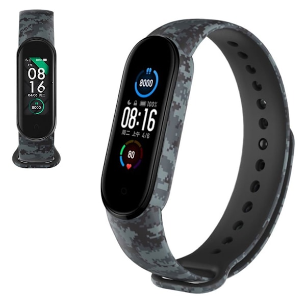 Xiaomi Mi Band 5 cool pattern watch band - Green / Black Grön