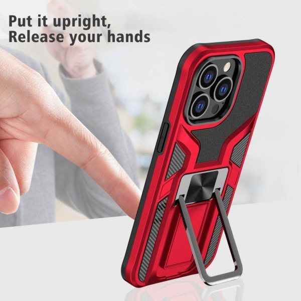 Armor Series Car Mount Kickstand Hybrid Hard Bumpresistent Soft Flexible stødsikkert Protective Case iPhone 13 Pro 6.1 inch - Rød Red