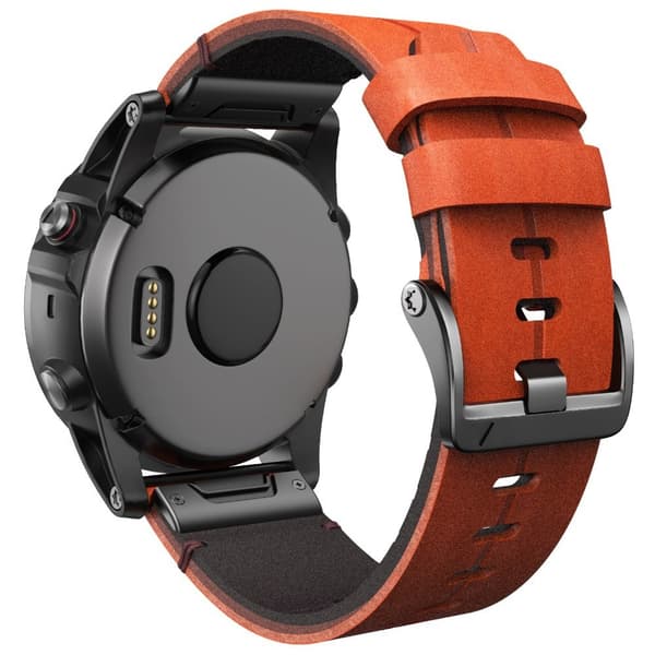 Armband i äkta läder till Garmin-klocka - Brun Brun
