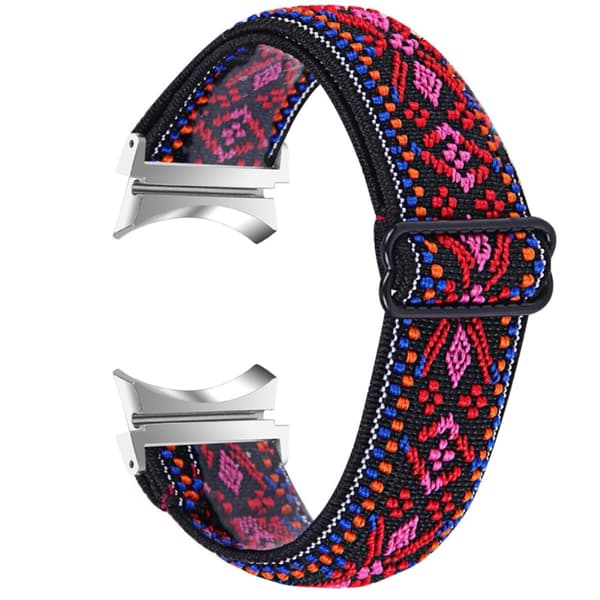 Samsung Galaxy Watch 5 / 4 elastisk nylon urrem - Rødt Tribal Blomstermønster Red