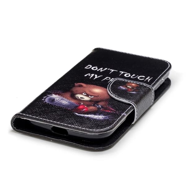 Nokia 1 mønstret læder flip etui - Bjørn, Do Not Touch My Phone Multicolor