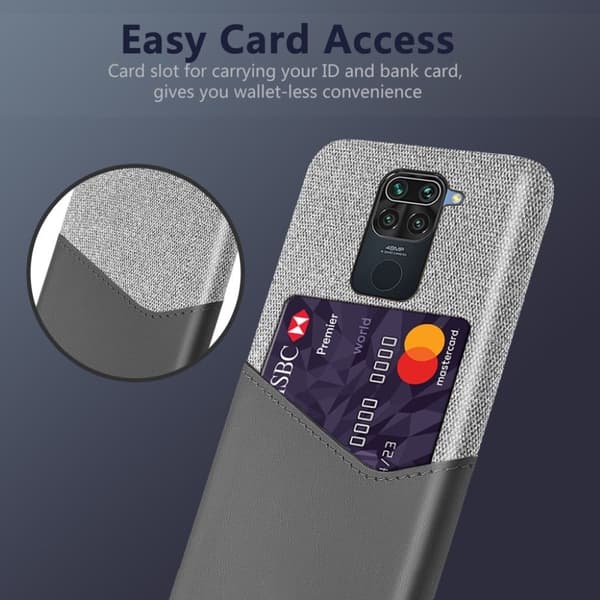 Bofink Xiaomi Redmi Note 9 Card kuoret - Harmaa Silver grey