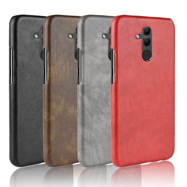 Huawei P20 Lite mobiletui i kunstlæder med Litchi struktur - Sort Black