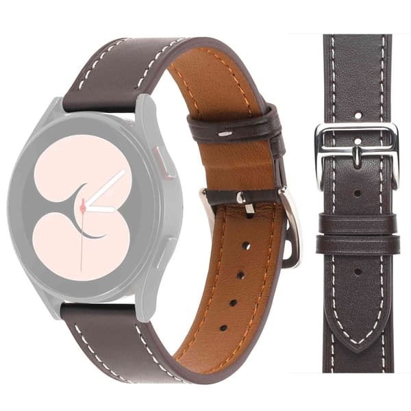 20 mm Universal texturerat klockarmband i äkta läder - Kaffe Brun