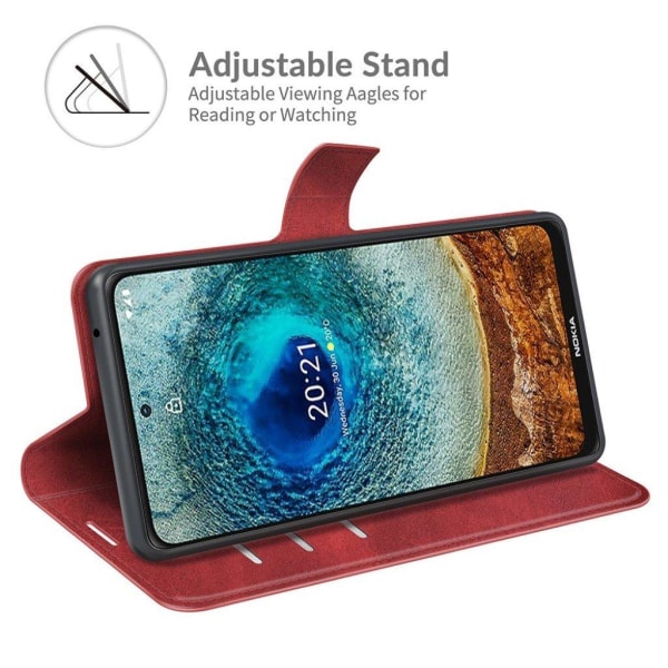 Wallet-style Læder Etui til Nokia X10 / X20 - Rød Red