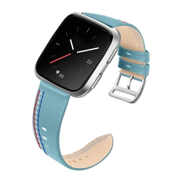 Fitbit Versa 2 / Versa Lite naudannahkainen ommeltu kellonhihna - Haze Sininen Blue