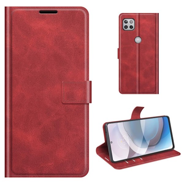 Wallet-style Læder Etui til Motorola One 5g Ace - Rød Red