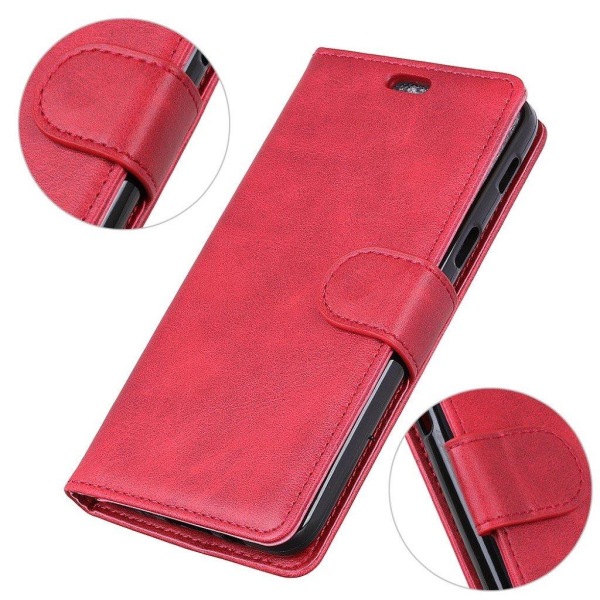 Huawei P30 Lite matta nahkainen flip Suojakotelo - Punainen Red
